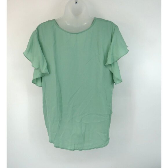 Mint Green Women's Ruffle Sleeve Button-Down Blouse XL NWOT - Picture 3 of 3